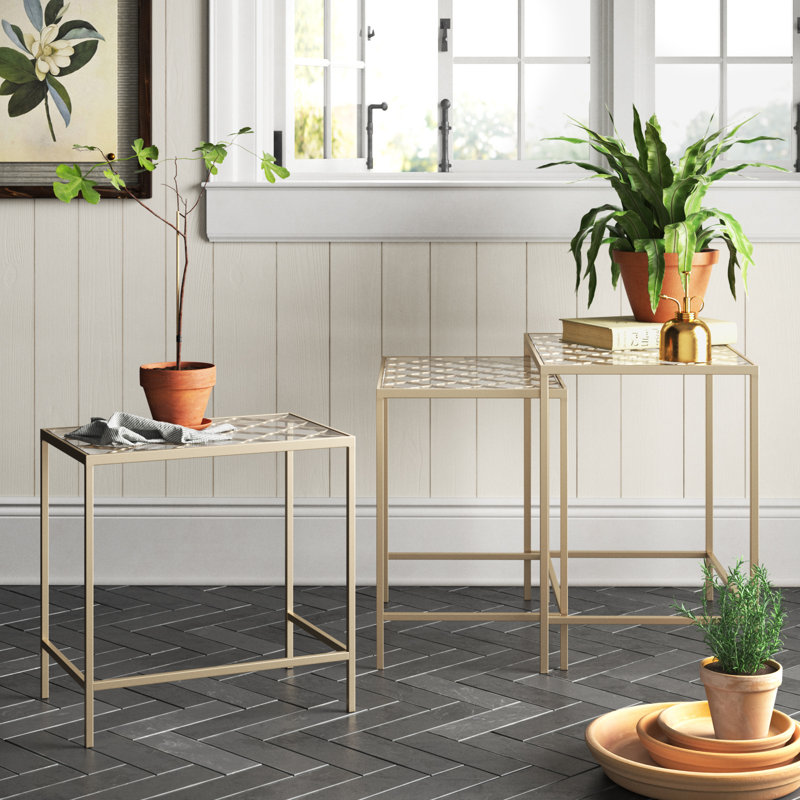 Birch Lane™ Metal Side End Accent Table with Clear Glass Top & Reviews ...